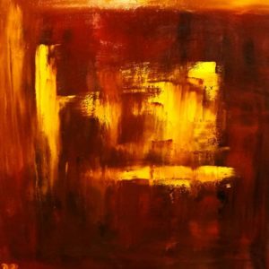 Flaming Abstract, 60 x 60 cm oil on canvas by Daria Zaseda
