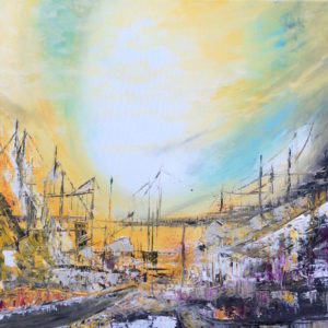 Harbor, 60 x 80 cm acrylic by Mo Tuncay