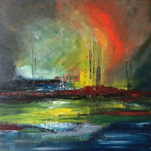 Other Worlds Part 11, 70 x 70cm acrylic on canvas by Mo Tuncay
