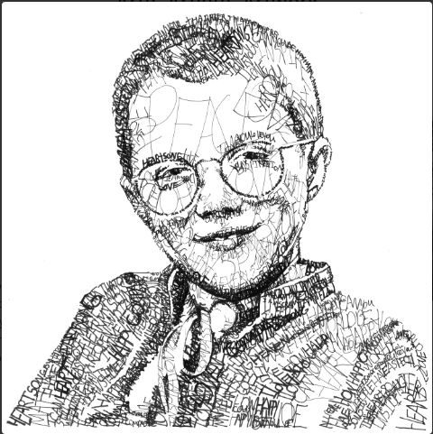 Mattie Stepanek's Portrait made from words used in his uplifting and inspiring poetry by Michael Volpicelli
