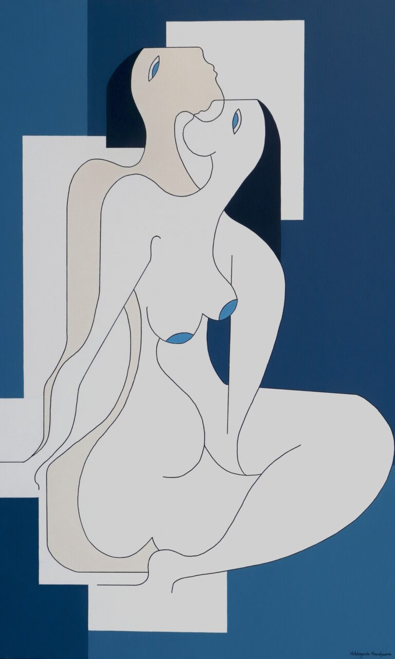 Original contemporary painting "Relaxing Blues" by Belgian artist Hildegarde Handsaeme.